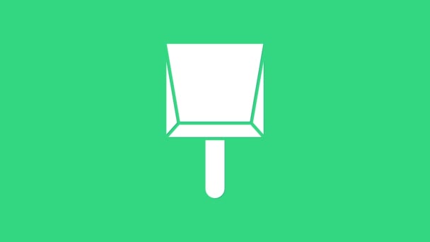 白色的垃圾箱图标孤立在绿色背景上.清洁铲子服务。4K视频运动图形动画 — 图库视频影像