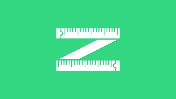 Witte Tape maatregel pictogram geïsoleerd op groene achtergrond. Meetlint. 4K Video motion grafische animatie — Stockvideo
