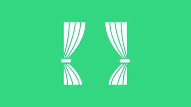 Yeşil arkaplanda beyaz perde simgesi izole edildi. Tiyatro ya da opera sahnesi için, konser açılışı ya da sinema galası için. 4K Video hareketli grafik canlandırması