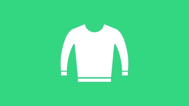 Белый свитер значок изолирован на зеленом фоне. Икона Пуловера. Видеографическая анимация 4K — стоковое видео