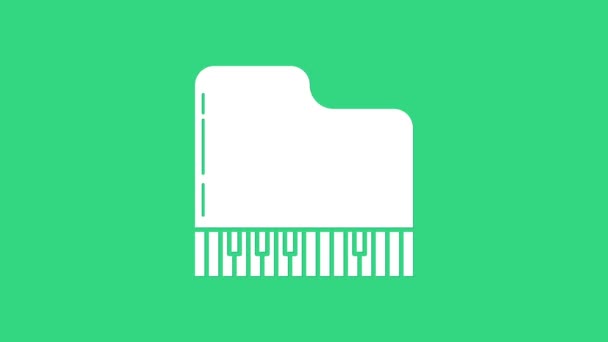 Icona pianoforte a coda bianco isolato su sfondo verde. Strumento musicale. Animazione grafica 4K Video motion — Video Stock