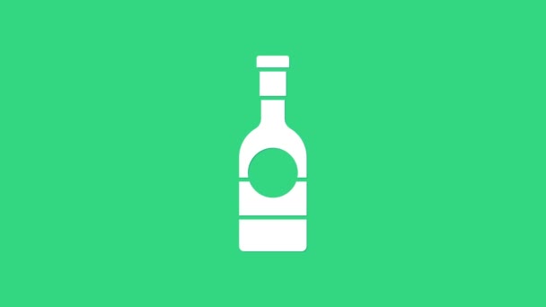 Ícone de garrafa de champanhe branco isolado no fundo verde. Animação gráfica em movimento de vídeo 4K — Vídeo de Stock