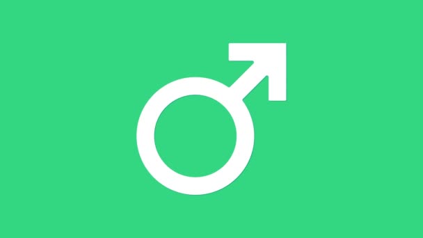 Biały mężczyzna symbol płci ikona izolowane na zielonym tle. 4K Animacja graficzna ruchu wideo — Wideo stockowe