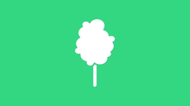Ikona białego waty cukrowej odizolowana na zielonym tle. 4K Animacja graficzna ruchu wideo — Wideo stockowe