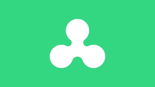 Ikon koin Cryptocurrency putih Ripple XRP diisolasi dengan latar belakang hijau. Simbol altcoin. Blockchain berbasis mata uang crypto aman. Animasi grafis gerak Video 4K — Stok Video