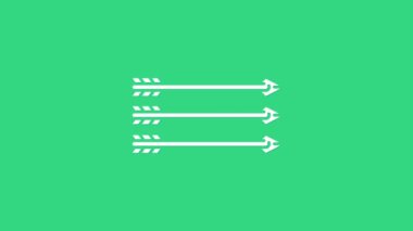 Beyaz Hippi ok simgesi yeşil arkaplanda izole edildi. 4K Video hareketli grafik canlandırması