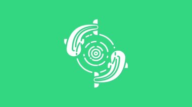 Beyaz Balık simgesi yeşil arkaplanda izole edildi. 4K Video hareketli grafik canlandırması