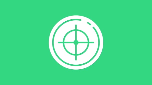 Blanco deporte objetivo para disparar icono de la competencia aislado sobre fondo verde. Objetivo limpio con números para el campo de tiro o tiro. Animación gráfica de vídeo 4K — Vídeo de stock