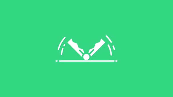 White Trap lovecká ikona izolované na zeleném pozadí. Grafická animace pohybu videa 4K — Stock video