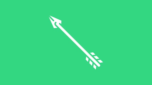 White Hipster arrow icon isolated on green background. 4K Video motion graphic animation — Stock Video