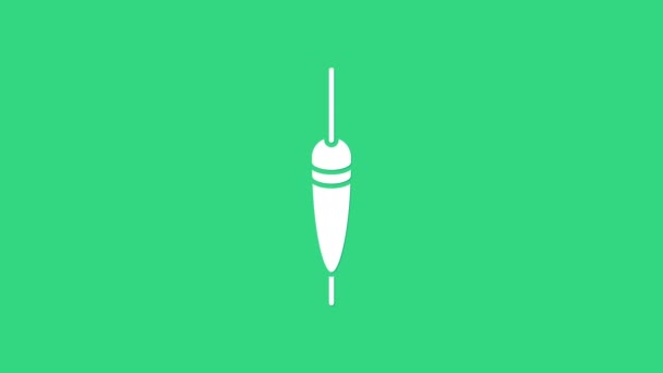 Біла риболовна ікона ізольована на зеленому тлі. Рибна ловля. 4K Відеографічна анімація — стокове відео