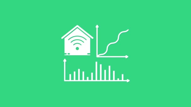 Biały inteligentny dom z ikoną wi-fi na zielonym tle. Zdalne sterowanie. 4K Animacja graficzna ruchu wideo — Wideo stockowe