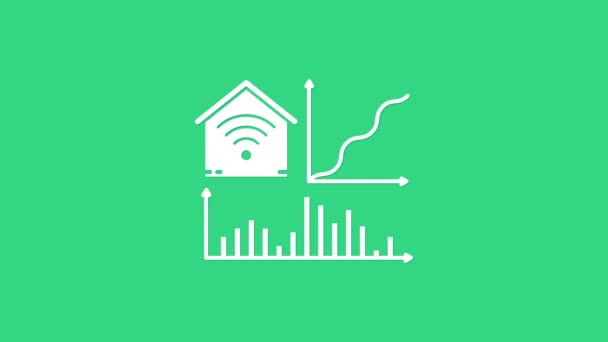 Casa inteligente branca com ícone wi-fi isolado no fundo verde. Controlo remoto. Animação gráfica em movimento de vídeo 4K — Vídeo de Stock