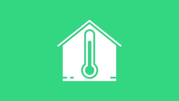 Значок температуры Белого дома выделен на зеленом фоне. Значок термометра. Видеографическая анимация 4K — стоковое видео
