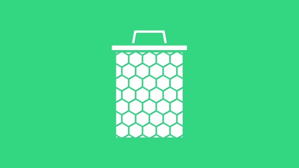 Witte Honingraat pictogram geïsoleerd op groene achtergrond. Honing cellen symbool. Zoet natuurlijk voedsel. 4K Video motion grafische animatie — Stockvideo
