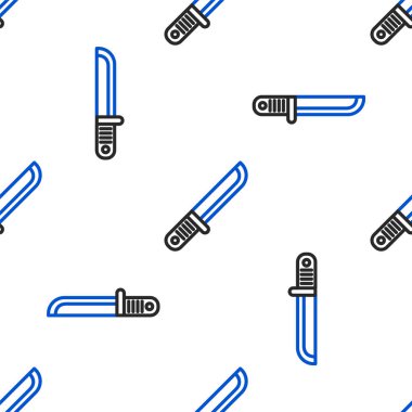 Çizgi Avcısı bıçak ikonu beyaz arka planda izole edilmiş kusursuz desen. Ordu bıçağı. Renkli taslak konsepti. Vektör.