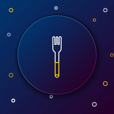 Çizgi Çatalı simgesi mavi arkaplanda izole edildi. Çatal bıçak sembolü. Renkli taslak konsepti. Vektör.