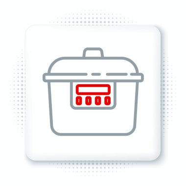 Line Slow Cooker simgesi beyaz arkaplanda izole edildi. Elektrikli tava. Renkli taslak konsepti. Vektör.