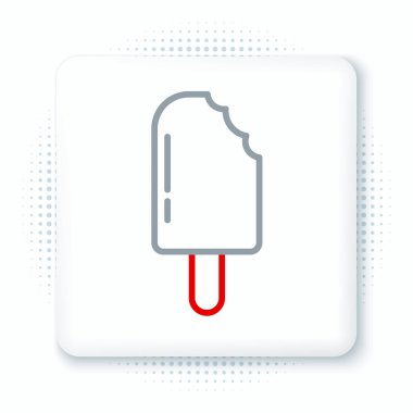 Beyaz arka planda izole edilmiş çizgi dondurma ikonu. Güzel sembol. Renkli taslak konsepti. Vektör.