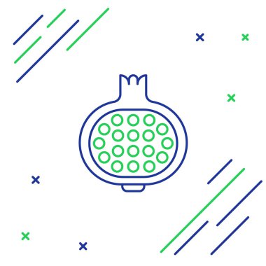 Beyaz arkaplanda çizgi nar simgesi izole edildi. Garnet meyvesi. Renkli taslak konsepti. Vektör.