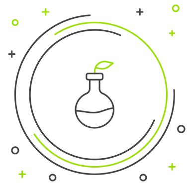 Çizgi Bitkisi üreme ikonu beyaz arkaplanda izole edildi. Test tüplerinde büyüyen bitkiler. Organik gıda, tarım ve hidrofonik. Renkli taslak konsepti. Vektör.