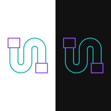 Çizgi Endüstrisi metalik boru ikonu beyaz ve siyah arkaplanda izole edildi. Renkli taslak konsepti. Vektör.