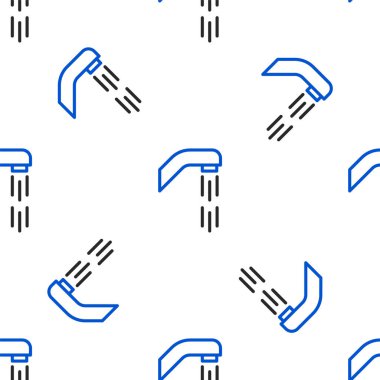 Su damlaları akan duş başlığı beyaz arka planda izole edilmiş bir ikon. Renkli taslak konsepti. Vektör.