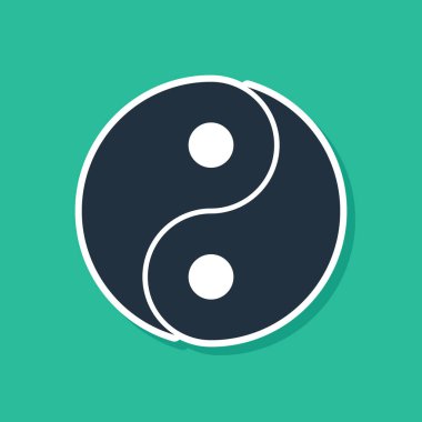 Mavi Yin Yang yeşil arka planda izole edilmiş uyum ve denge simgesi sembolü. Vektör.