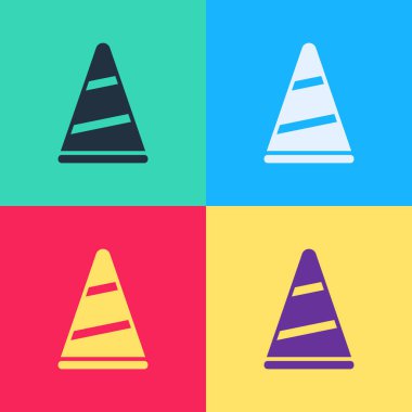 Pop Sanat Partisi şapka simgesi renk arkaplanda izole edildi. Doğum günü şapkası. Mutlu Noeller ve mutlu yıllar. Vektör.