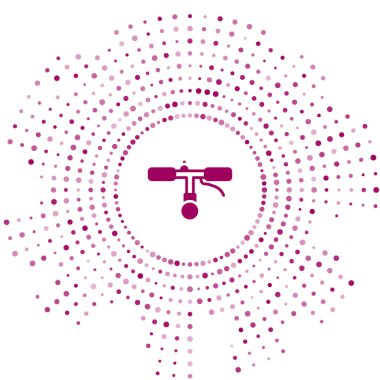 Mor bisiklet gidon simgesi beyaz arkaplanda izole edildi. Soyut çember rastgele noktalar. Vektör.