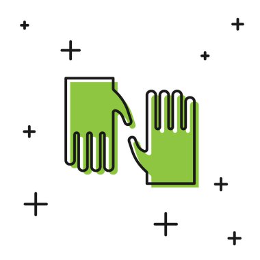 Siyah lastik eldiven ikonu beyaz arkaplanda izole edilmiş. Lateks el koruması işareti. Ev işi temizlik ekipmanları sembolü. Vektör.