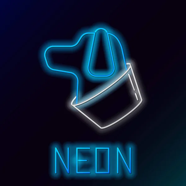 Glödande Neon Line Dog Ikon Isolerad Svart Bakgrund Färgstarkt Skisskoncept — Stock vektor