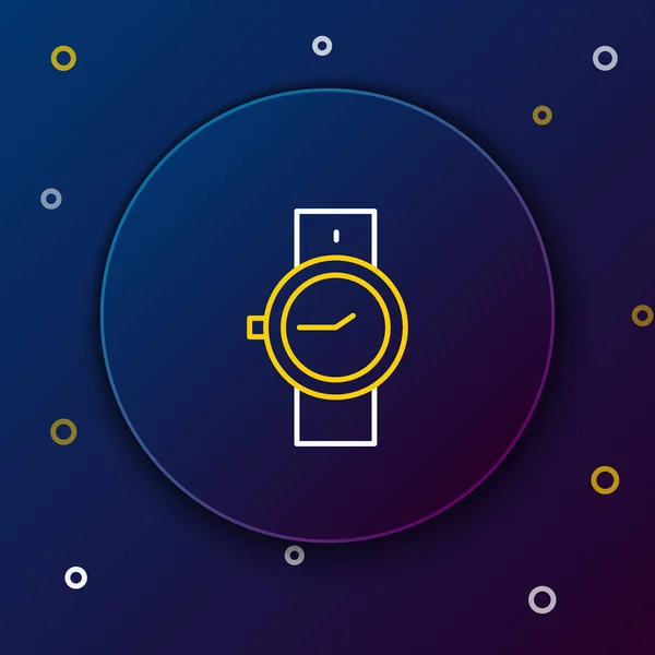 Line Wrist Icono Del Reloj Aislado Sobre Fondo Azul Icono — Archivo Imágenes Vectoriales