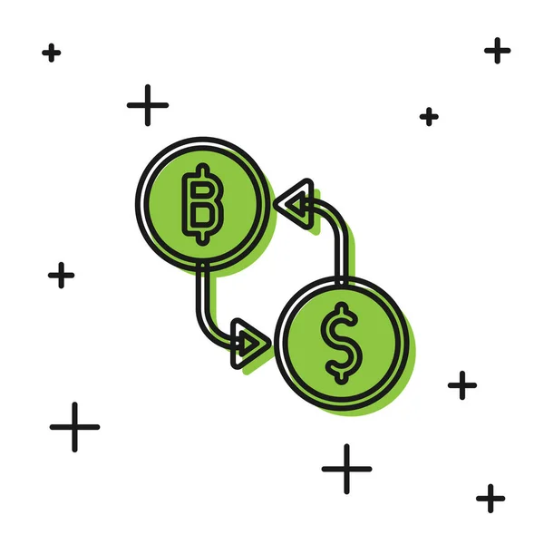 Черный Значок Криптовалюты Выделен Белом Фоне Значок Обмена Биткойна Доллар — стоковый вектор