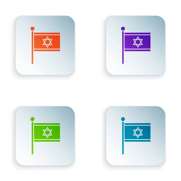 Χρώμα Σημαία Του Ισραήλ Εικονίδιο Απομονώνονται Λευκό Φόντο Εθνικό Πατριωτικό — Διανυσματικό Αρχείο