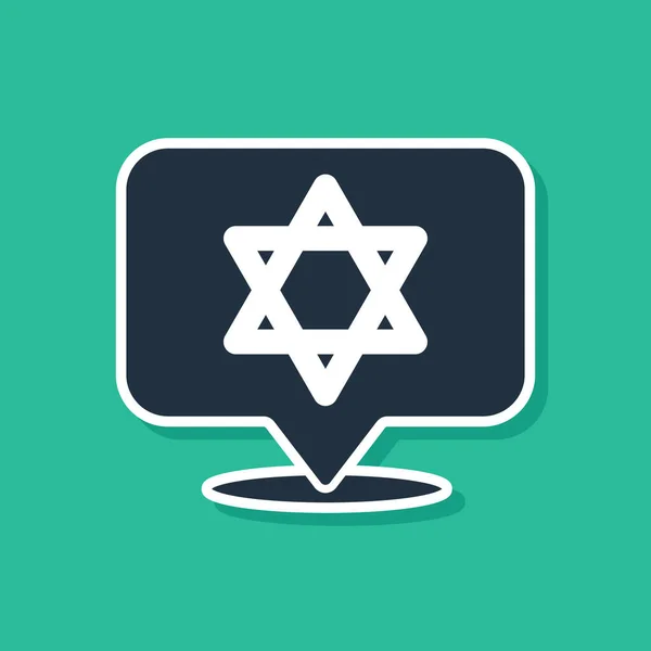 Значок Blue Star David Выделен Зеленом Фоне Еврейский Символ Религии — стоковый вектор