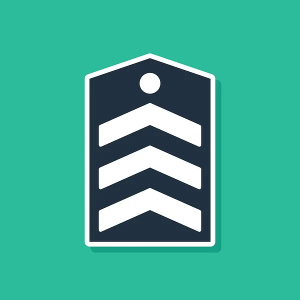 Icono Azul Chevron Aislado Sobre Fondo Verde Signo Placa Militar — Vector de stock