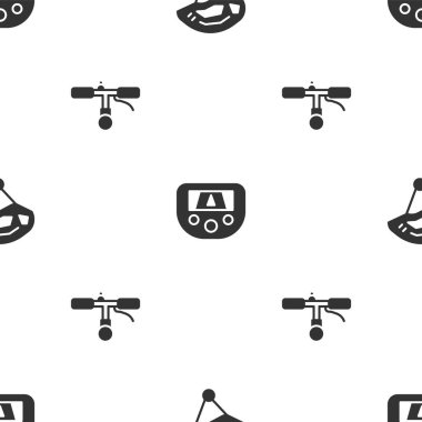 Bisiklet kaskını, GPS cihazını harita ve gidonu pürüzsüz desene ayarlayın. Vektör.