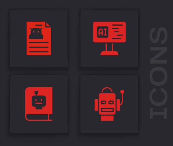 Set Robot Spécifications Techniques Logiciel Icône Manuel Utilisateur Vecteur — Image vectorielle