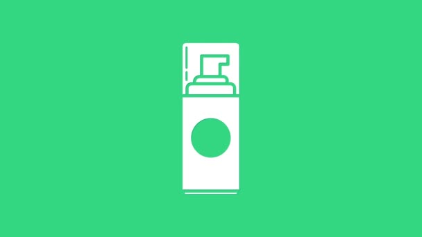 White Shaving gel pěna ikona izolované na zeleném pozadí. Krém na holení. Grafická animace pohybu videa 4K — Stock video
