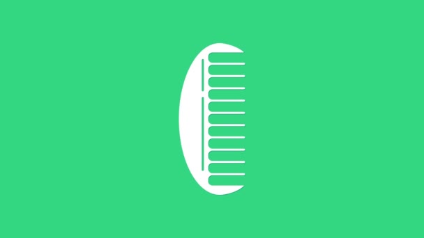 White Hairbrush icon isolated on green background. Comb hair sign. Barber symbol. 4K Video motion graphic animation — Stock Video