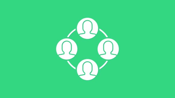 Ikon dasar Tim Proyek Putih terisolasi dengan latar belakang hijau. Analisis bisnis dan perencanaan, konsultasi, kerja tim, manajemen proyek. Animasi grafis gerak Video 4K — Stok Video