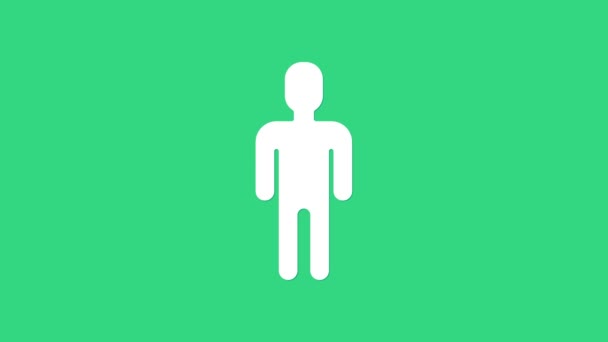 Fehér felhasználó az ember üzleti ruha ikon elszigetelt zöld alapon. Üzleti avatar szimbólum felhasználói profil ikon. Férfi felhasználó jel. 4K Videó mozgás grafikus animáció — Stock videók