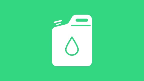Bote blanco para icono de gasolina aislado sobre fondo verde. Icono de gas diesel. Animación gráfica de vídeo 4K — Vídeos de Stock