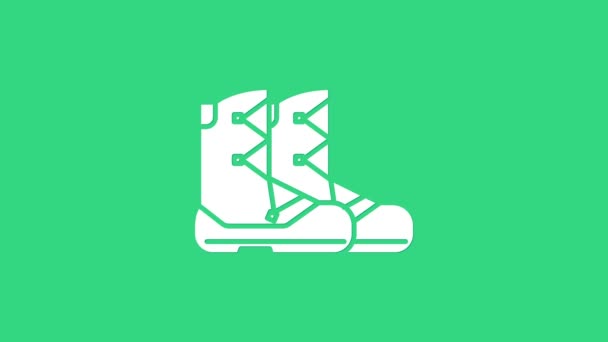 Білі чоботи ізольовані на зеленому тлі. 4K Відеографічна анімація — стокове відео