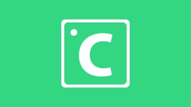 Beyaz Celsius simgesi yeşil arkaplanda izole edildi. 4K Video hareketli grafik canlandırması