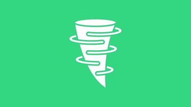 Beyaz Tornado simgesi yeşil arkaplanda izole edildi. 4K Video hareketli grafik canlandırması