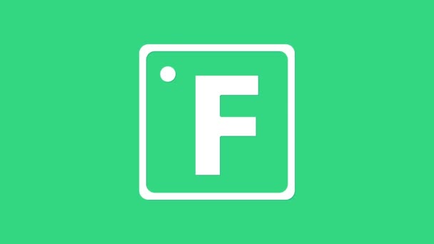 Icona bianca Fahrenheit isolata su sfondo verde. Animazione grafica 4K Video motion — Video Stock