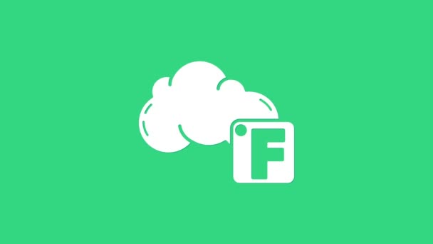 Biały Fahrenheit i ikona chmury izolowane na zielonym tle. 4K Animacja graficzna ruchu wideo — Wideo stockowe