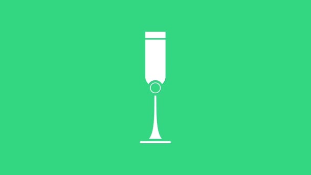 Icono de copa judía blanca aislado sobre fondo verde. Una copa de vino judía para Kidush. Copa Kidush para Shabat. Animación gráfica de vídeo 4K — Vídeos de Stock